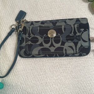 Coach Blue and Gray Signature Wristlet